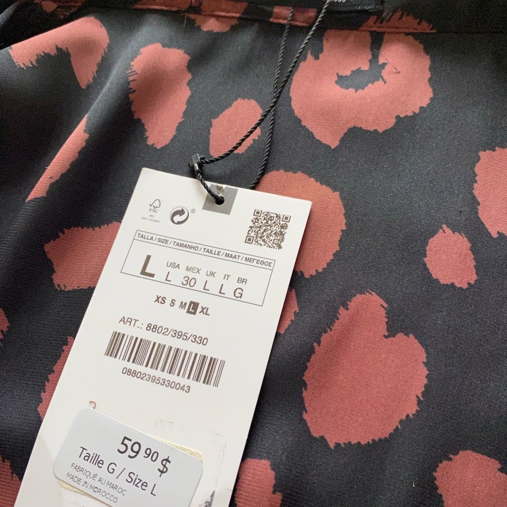 NWT Zara Printed Shirt Dress in Large - Picture 7 of 15